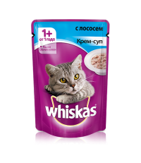 Whiskas для кошек крем-суп с лососем 85 гр.